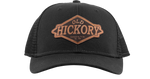 Leather Patch Trucker Cap - Black